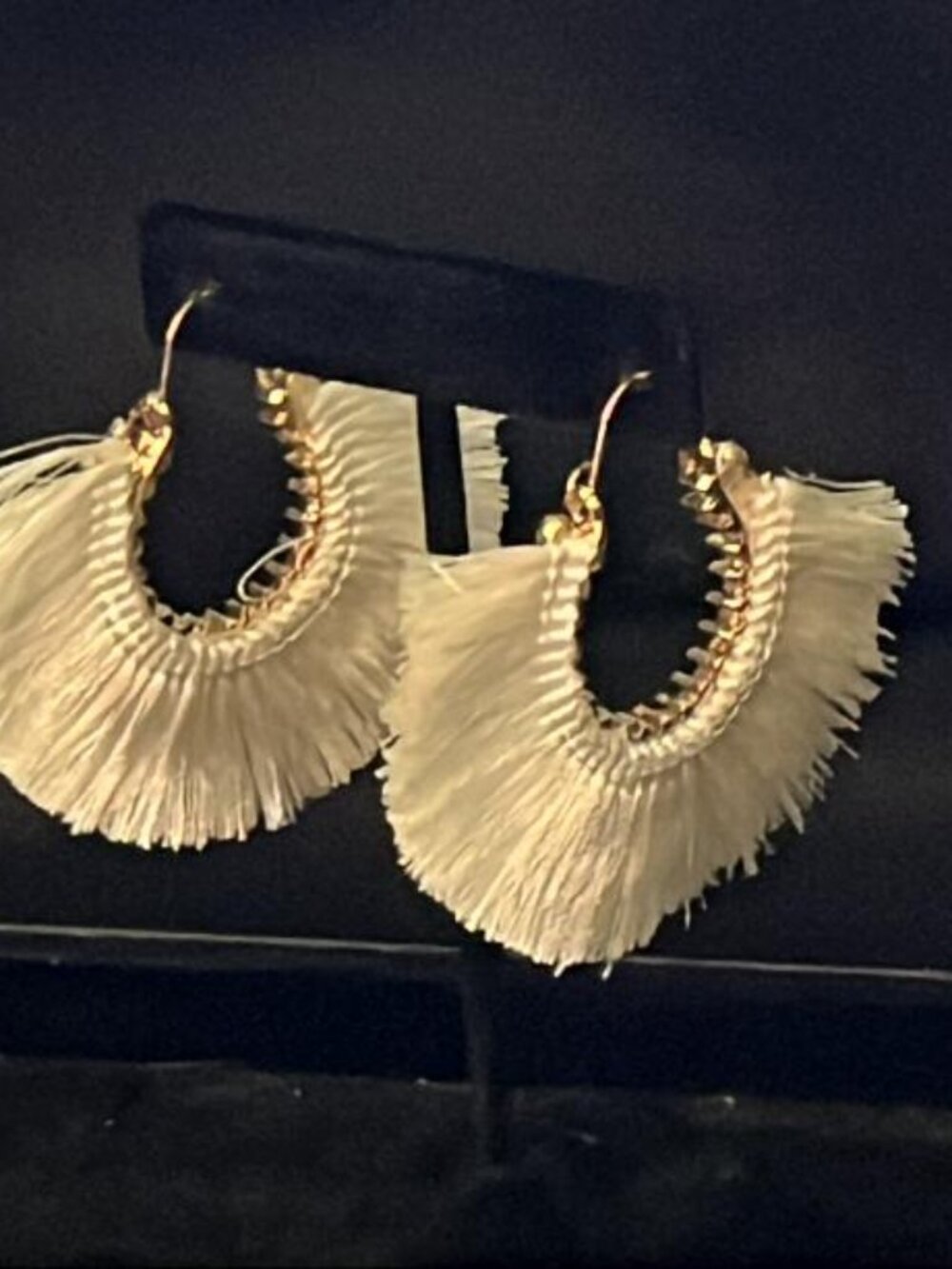 White Thread Fan Earrings